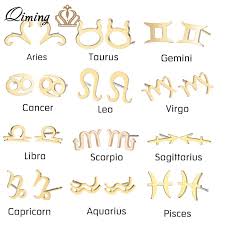 Stud Earrings For Women Zodiac Sign Constellation Earrings Zodiac Signs Gold Bar Studs