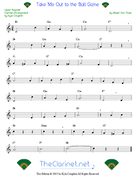 Take Me Out To The Ball Game For Clarinet Free Sheet Music