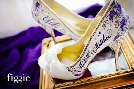 Michelle P Purple And Gold Hand Painted Wedding Shoes Purple Wedding Shoes Wedding Shoes Diy Wedding Shoes