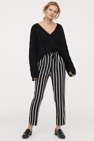 Black And White Striped Pants Womens Paper Bag Pants Stripe Pants Outfit Striped Leggings Outfit Pants For Women