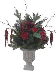 Sia Flowers Sia Christmas Artificial Flowers In A Small Grey Cement Urn Www Silkpetal Co Uk Flowers Uk Artificial Flowers Flowers