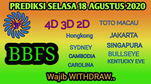 Prediksi 18 Agustus 2020 Bbfs Angka Main Jitu Toto Macau Hk Sd Sgp Jakarta 4d 3d 2d Youtube