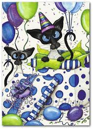 Siamese Cat Happy Birthday Party Art Prints By Amylynbihrle Cat Art Cat Birthday Cat Painting