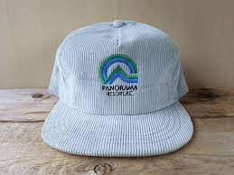 Panorama Mountain Resort Skiing Corduroy Hat Vintage 80s Light Gray Snapback Ski Golf Club B C Souvenir Baseball Cap Embroidered Ballcap Grey Snapback Hats Vintage Logo Embroidered