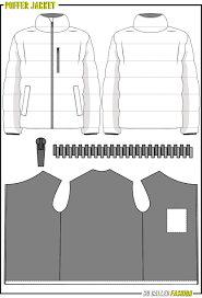 Vector Mens Puffer Jacket Flat Sketch For Adobe Illustrator Etsy Mens Puffer Jacket Jacket Pattern Sewing Mens Sewing Patterns