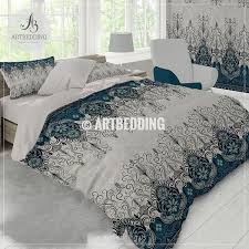 88 wide x 92 long king/cal. Ethno Indian Bedding Indie Teal Blue And Tan Duvet Cover Set Traditional India Boho Comforter Set Bohemian Bedroom Decor Bohemian Bedroom Decor Comforter Sets Bohemian Bedroom