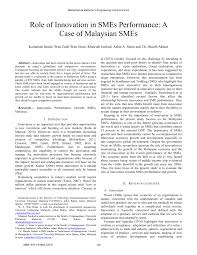 Previously in malaysia, there was no standard definition as to what small and medium enterprises (smes) were. Pdf Role Of Innovation In Smes Performance A Case Of Malaysian Smes