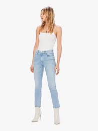 Mother Denim The Mid Rise Dazzler Ankle Fray Reading By The Pool In Light Blue Blue Lyst