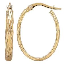 Aretes Ovalados De Oro Amarillo De 14kt Aretes Aretes De Oro Arracadas De Oro