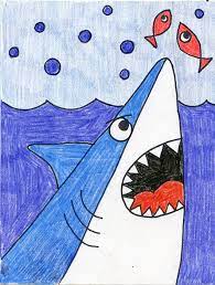 Below the snout, extend two more curved lines. How To Draw A Cartoon Shark Art Projects For Kids