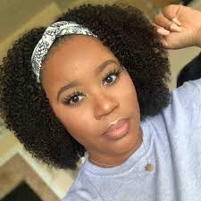 100% unprocessed virgin human hair wigs, 9a brazilian virgin human hair short curly wigs for black women. Brazilian Virgin Hair Head Band Afro Curly Wigs Jchbac