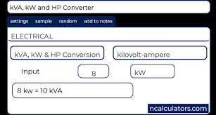 Kva Kw And Hp Converter