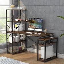 The rectangular table top is adjustable in height. Inbox Zero Computer Desk With 5 Tier Storage Shelves 64 Inches Corner Office Desk Workstation Drafting Drawing Table With Tiltable Tabletop For Homeoffice Wayfair