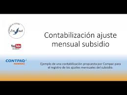 Denominación que se le da a cada uno de los renglones que integran el activo, pasivo, capital contable, ingresos, costos y gastos de una entidad. Contabilizacion Sugerida Ajuste Mensual Subsidio Contpaqi Nominas Youtube