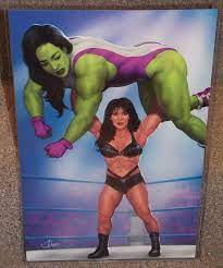 Chyna vs She Hulk Wrestling Glossy Art Print 11 x 17 In Hard Plastic Sleeve  | eBay