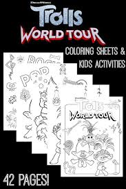 It features queen barb poppy and branch. Free Trolls World Tour Coloring Sheets Kids Activities