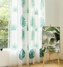 Amnysf tropical plants shower curtain green potted floral cactus flower garden scenic decor nymb green tropical plants shower curtains for bathroom abstract exotic palm with monstera. Green Leaf Tropical Elegant White Sheer Curtain For Summer White Sheer Curtains Jungle Room Decor Leaf Curtains