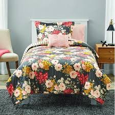 Black And Gray Bed In A Bag Twin Mainstays Grey Floral Bed In A Bag Comforter Bedding Twin Twin Xl Walmart Com Comforter Bedding Sets Queen Bedding Sets Bed Comforters
