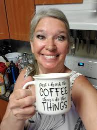 I've just had a shower. I'm going out soon. But I've decided to have a mug  of tea first.