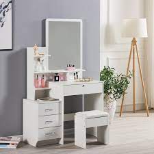 It can make you a dressing area, visually enhance your interior, and add. Modern Dressing Table Stool Bedroom Vanity Set Makeup Desk W Mirror 4 Drawers 711639638679 Ebay