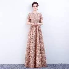To buy or not to buy? Buy Fleepmart Elegant Khaki Lace Evening Dress Simple Floor Length Evening Party Dress Formal Long Sleeve Lace Evening Gown Lace Evening Gowns Evening Dresses