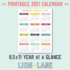 The 12 months calendars print out on 12 pages. 2021 Printable Calendar Year At A Glance 8 5x11 Letter Within Printable National Day Calendar In 2021 Printable Yearly Calendar Calendar Printables 2021 Calendar