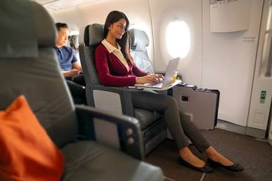 The 2-4-2 cabin layout offers window pairs ideal for couples.