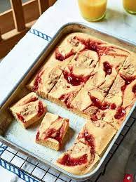 Nadiya Hussain S Peanut Butter Jelly Traybake Time To Eat Bbc Recipe Peanut Butter Jelly Tray Bakes Recipes