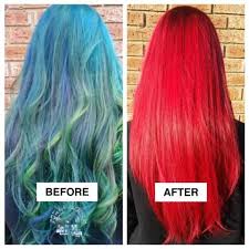 Fashion Blue Green To Bright Red Hair Color Natural Hair Color Strong Hair