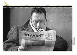 Albert Camus Reading En Avant In 1945 Zip Pouch by French School - Fine Art  America