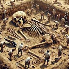 Atlas - Shocking Discovery: Archaeologists Unearth Giant Human Skeleton Near Egyptian Pyramids In a breathtaking excavation near the pyramids of Egypt, archaeologists have uncovered a gigantic human skeleton, measuring 10 times the