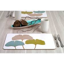 Coasters are ideal for protecting the table from round heat marks from the base of cups and mugs. Jason Gingko Leaves Hardboard Cork Backed Placemats Set Of 4 Gingko Leaves Placemats Gingko