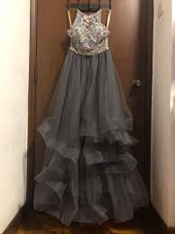 To create such a dramatic look, many ball gown wedding dresses use layers of tulle or crinolines, a type of stiff underskirt. Grey Evening Gown Wedding Dress Women S Fashion Clothes Dresses Skirts On Carousell