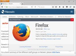 Obtén firefox, un navegador web gratuito respaldado por mozilla, una organización sin fines de lucro dedicada a la salud y privacidad de internet. Firefox 56 0 Released For Download Neowin