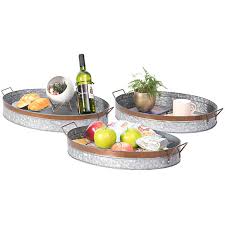 Whether you just want to kick your feet up and relax, tie your living room together, or put your table to good use (think extra seating and storage), these timeless coffee tables do it all. Buy Galvanized Metal Oval Rustic Serving Tray With Handles By Decorative Gift Gifts On Dot Bo