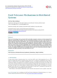 Cluster computing lecture 1 introduction to cluster computing. Pdf Fault Tolerance Mechanisms In Distributed Systems