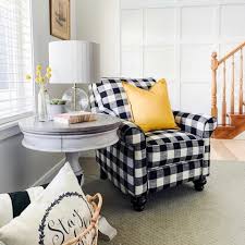 Homepop black plaid parsons dining chair (set of 2). Black And White Buffalo Plaid Accent Chair Blake French Country Living Room Plaid Chair Living Room Inspo
