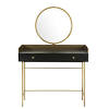 Black mirrored dressing table drawer high gloss bedroom glass mirror makeup desk. 1