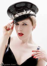 Latex Spiked Military Hat