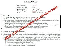 Soal Dan Kunci Jawaban Pat Ppkn Smp Kelas 7 Kurikulum 2013 Tahun Pelajaran 2018 2019 Didno76 Com