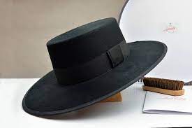 Bolero Hat The Bolero Black Wool Felt Flat Crown Wide Brim Etsy Hats For Men Bolero Hat Wide Brim Hat Men