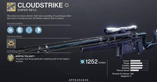 The purchase always comes with an exotic weapon each time. Destiny 2 How To Get Cloudstrike Exotic Sniper Rifle
