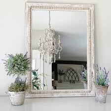 Constructed of alderwood with a whitewash finish. Arya Wood Bead Mirror In White Wash Purple Rose Home Beaded Mirror Farmhouse Mirrors White Wash
