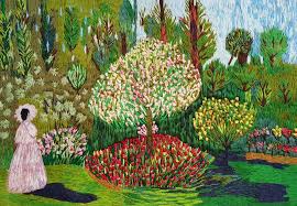 Springtime on la grande jatte. Satin Ribbon Stitch Embroidered Artworks That Replicate Monet And Van Gogh Creative Boom