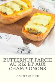 Butternut Farcie Au Riz Et Aux Champignons En 2020 Butternut Butternut Farcie Recette Vegetarienne Facile