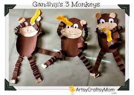 gandhi jayanti monkey craft with free printable artsy