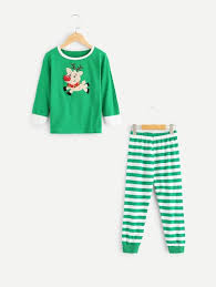 Toddler Boys Cartoon Elk Top Striped Pants