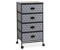 Black And White Storage Bins Just Home Black White Neema Damask 4 Bin Rolling Storage Cart Big Lots In 2020 Storage Cart Rolling Storage Rolling Storage Cart