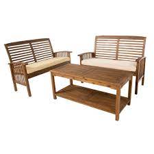 3pc Acacia Wood Patio Conversation Set Brown Saracina Home Teak Patio Furniture Conversation Set Patio Outdoor Furniture Sets