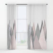 Blush Marble Gray Geometric Mountains Window Curtains Marble Blush Pink Rose Gray Gold Cop Gold Living Room Decor Bedroom Decor Design Rose Gold Bedroom